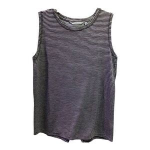 Athleta Women’s Sleeveless Top Black & White Stripe Slit Back Size XS